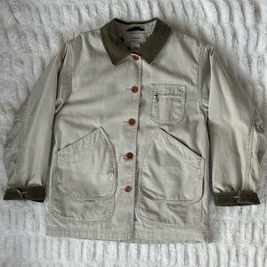 LL Bean Vintage Chore Coat Barn Jacket Beige Womens S